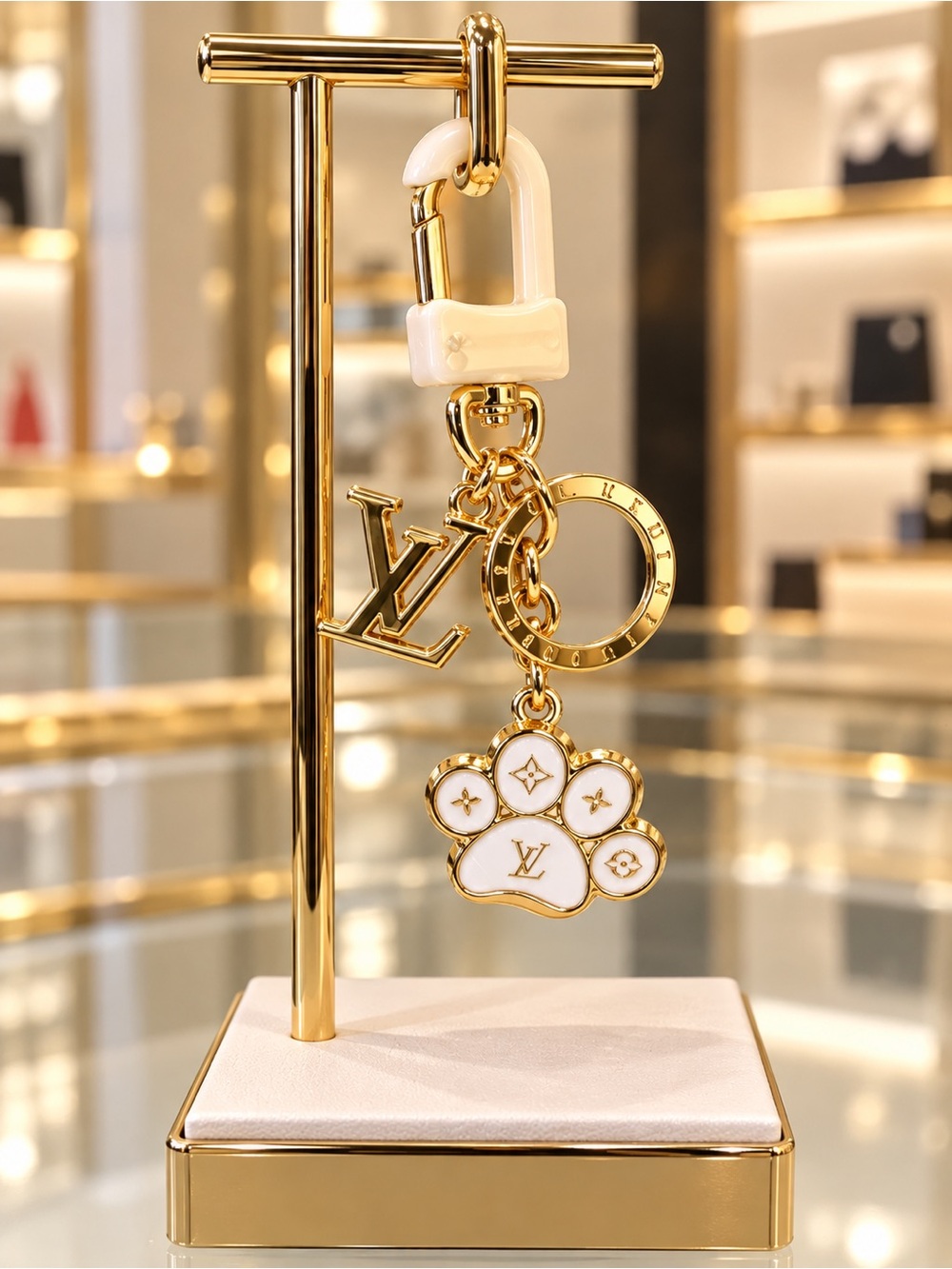 Fashion charm bag Metal gold paw keychain
